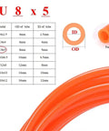 Top Shelf Polyurethane Tubing For Pneumatic Air Hose Systems Durable Flexible Compressor Pipe 8mm OD 5mm ID details.