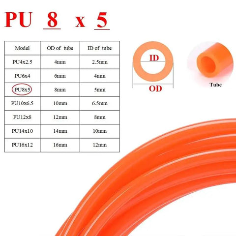 Top Shelf Polyurethane Tubing For Pneumatic Air Hose Systems Durable Flexible Compressor Pipe 8mm OD 5mm ID details.