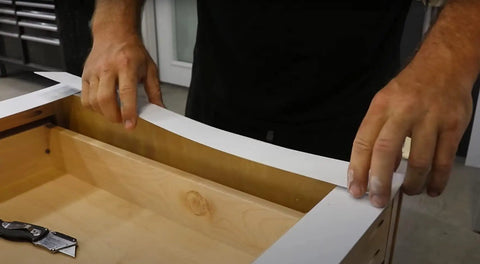 Person using Template Material Kit With 20 Strips For DIY Countertops Showers Cabinets And Tables Create Custom Templates Fast