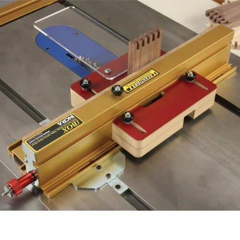 Advanced Box Joint Jig With Fast Setup, Boss Versatility on table saw, crafted from durable materials for precise box joints.