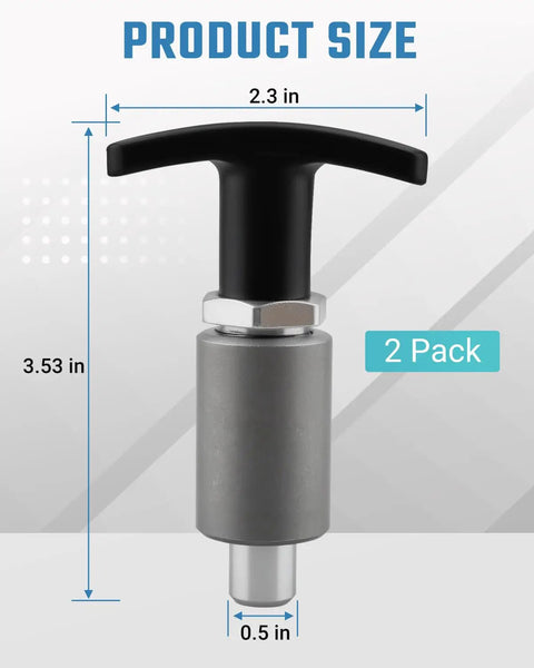 Shop Standard Spring Loaded Pull Pins Featuring Greaseless T Knobs and Heavy Duty Steel Locking Pegs Built Tough For Welding Rigs and Gym Storage While Delivering Corrosion Proof Quick Release Bolts That Hold Fast Under Stress - 2.3 in T knob and 3.53 in length.