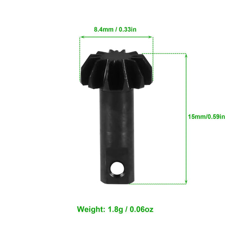 Machined Steel Pinion Gear Set 24T And 12T For One Eighteenth Scale RC Crawler Upgrade Kit with dimensions and weight displayed