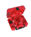Milwaukee 10-piece Big Hawg hole saw kit with carbide teeth in red plastic case