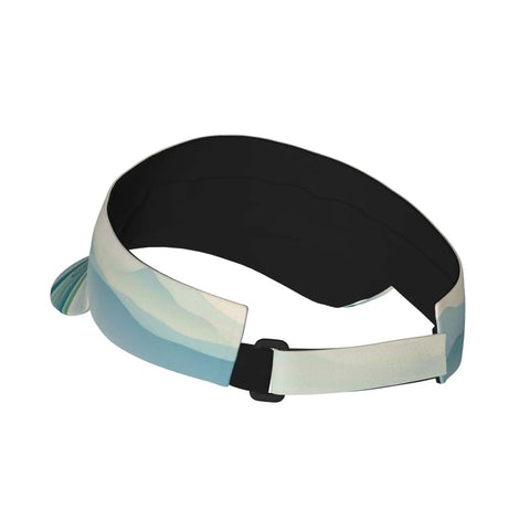 Back view of All Day Sun Shield Dragon Boat Festival Print UV Visor Hat With Curved Brim UPF Protection showing Velcro strap.