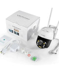 5MP PTZ WiFi Outdoor Security Camera With Color Night Vision, 2 Way Audio, Waterproof IP Camera with accessories and box
