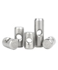 Heavy Duty 304 Stainless Steel Embedded Nut With Cross Hole Pin For Hammer In Fastening, Corrosion Resistant hardware shown in various sizes.