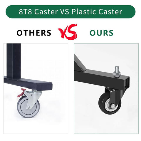 Comparison between plastic caster and 2 Inch Caster Wheels With Threaded Stem Three Eighths Inch By Sixteen Threads One Inch Stem