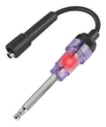 Straight-Boot Inline Spark Plug Tester For Cars, Trucks, Motorcycles And Outdoor Power Equipment - Gearhead Ready All-In-One Diagnostic Tool For Lawn Mowers, Chainsaws, Snow Blowers, Generators And More. Black inline spark plug tester with purple clear body and metal probe