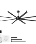 Massive 100 Inch Industrial Ceiling Fan Moves Serious Air Pmsm Motor With 8 Double Layer Aluminum Blades 21000 Cfm High Airflow Hvls Commercial Fan remote and wall control.