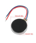 10mm by 3mm Mini Coin Vibration Motor, black with red and blue wires, 10 Pack Mini Vibration Motors 3V DC 12000 RPM Flat Coin Button Type Micro Vibrating Motors 10mm By 3mm For Mobile Phones Tablets And Home Gadgets And DIY Projects