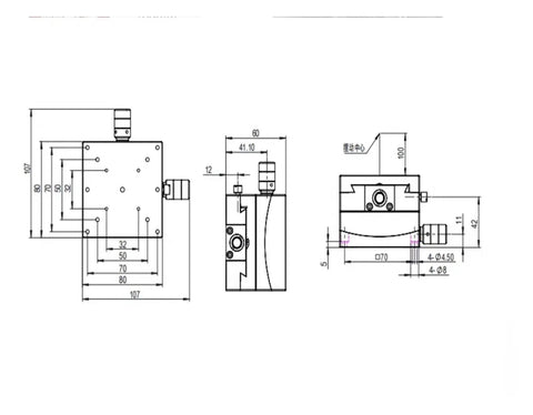 Technical drawing of Dead Nuts Accurate Rotary Tilt Table Featuring Rock Solid Aluminum Alloy Construction For Pinpoint CNC Milling.