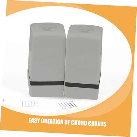 3 Piece Chord Stamp Toolkit For Ukulele And Guitar, Precision Marking Tool For Easy Chord Positions, Jam Ready Practice Charts, And Quick Memorization Across Multiple Instruments, two gray stamps