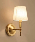 Dope Warm Brass Wall Lamp With White Drum Shade, Hardwired Sconce For Bedside And Hallway, Modern European Style Lighting