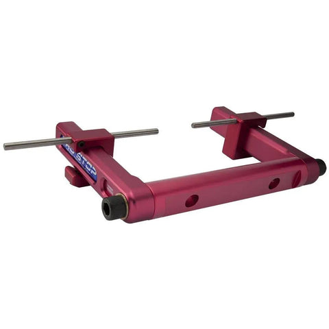 Low Profile Double Side Cnc Milling Vise Stop With Rotating Arm For 6 Inch Jaws Hardened Steel Workholder shown in red color.