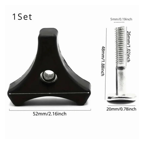 Top Notch Hi Strength Plastic Lawn Mower Handle Screw Nut Kit With Triple Cornered Knobs For Wobble Free Deck Connection And Quick Keyless Tightening That Totally Fits Your Outdoor Power Equipment Needs Perfectly. 1 set black plastic mower handle nut and steel screw, 52mm