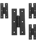 Pack Of 4 Black Wrought Iron Cabinet Hinges 3 Inch Flush Mount H Style Antique RSF Finish Built Tough Heavy Duty Hardware