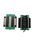High Precision Linear Guide Rail Kit 950mm with 2 HGR20 rails and 4 HGW20CC flange slider blocks, close-up view of blocks