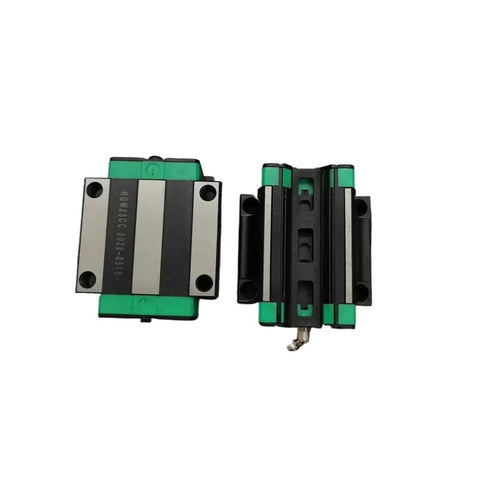 High Precision Linear Guide Rail Kit 950mm with 2 HGR20 rails and 4 HGW20CC flange slider blocks, close-up view of blocks