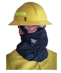 Firefighter wearing HS-2 Heat Shield For Face And Neck Burn Protection For Wildland Firefighters, Shields Against Heat