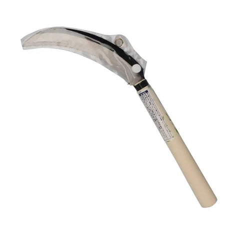 Grass Sickle Handheld Garden Tool With Wooden Handle And Light Serration, 6.5 Inch Stainless Steel Blade For Quick Cuts