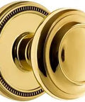 Soleil Rosette Passage Door Knob Set In Polished Brass Circulaire Knob Solid Forged Brass Pre Mounted Easy Install For Closets