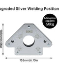 Heavy Duty Magnetic Welding Positioner 75KG Multi-Angle Holder for Pros Locks Metal Parts Tight During Fabrication And Complex Jobs With Flex Joint Adjusting From 45 To 180 Degrees For Total Stability No Slip, silver metal, 155mm x 103mm, 50kg capacity.