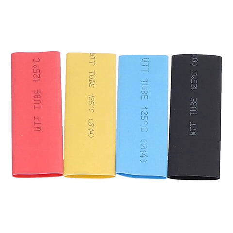 Ultimate 164 Pc Heat Shrink Tubing Kit With Durable Polyolefin Insulation Sleeves For Electrical Wire Grouping And Solder Joint Protection Perfect For Pros And Hobbyists Alike! red, yellow, blue, and black tubing pieces