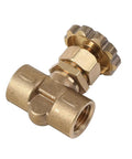 Brass needle valve with 1/4 in. female fittings, knurled adjustment wheel, pack of 2