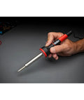 Hand holding 60W Soldering Iron With LED Halo Ring For 360 Degree Lighting Ergonomic Pencil Grip For Pro Grade Precision And Control Quick Tip Change