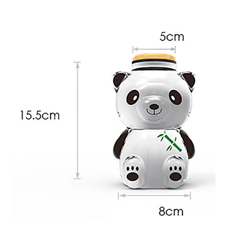 Airtight Glass Coffee Bean Jar With Fun Panda Lid, measuring 15.5cm, designed to store coffee beans securely.