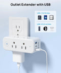 9 In 1 USB C Surge Protector Outlet Extender with wall plug, 6 AC outlets, 2 USB A ports, 1 USB C port, 360 rotating plug.
