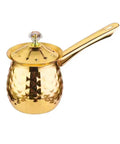 Gold Hammered Stainless Steel Turkish Coffee Cezve 7 Oz 200 Ml Ibrik with Heat Resistant Handle and Lid for Rich Aromatic Brew