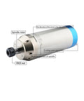 Pro Grade 5.5Kw Water Cooled Cnc Spindle Motor Featuring Er25 Collet At 24000Rpm with cooling pipe and spindle rotor details.