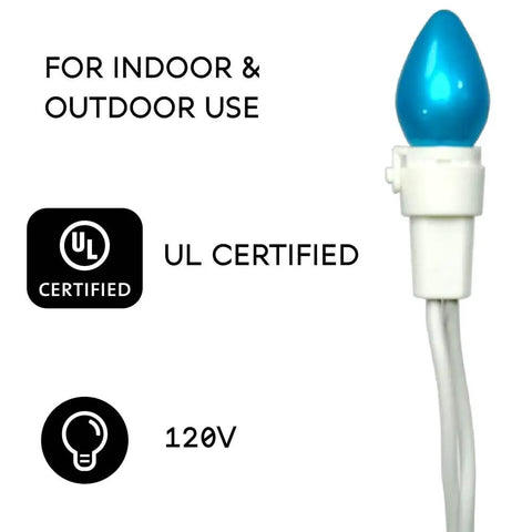 Pastel Easter String Lights 50 LED C3 Glass Bulbs, 12.5 Ft White Wire, UL Certified 120V End To End Connectable for indoor outdoor