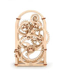 Wooden 20 Minute Mechanical Timer Model Construction Kit For Desk And Home Office Countdown Clockwork Toy With Wind Up Alarm And Rubber Band Power Mechanism, front view