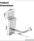 8 Pack Heavy Duty Slatwall Hooks Set Thick Steel Wall Hangers 1.4 Inch Long Slatwall Hook dimensions shown in inches