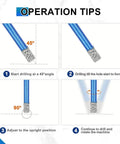 Operation tips for Pro Grade Heavy Duty Diamond Core Drill Bit Set For Porcelain Tile Ceramic Marble Granite shown in four steps.