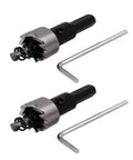 18mm Hole Saw Set With 66mm Long HSS Spring Loaded Twist Drill Bits, 5mm Shank, Includes 4 Hole Saws, 4 Hex Wrenches, And Case For Wood Plastic Metal Cutting DIY Ready, displayed with two hex wrenches.