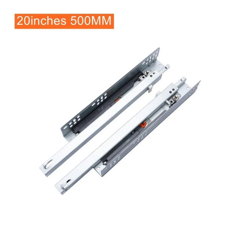 Premium Quality Bottom Mount Drawer Slides Two Pair Hardcore Concealed Under Cabinet Glides for 20 inches 500mm steel tracks.