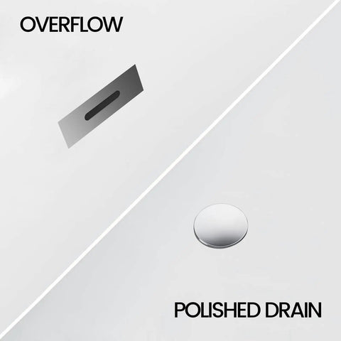 Overflow feature and polished drain of the 67 Inch Freestanding Acrylic Bathtub Sets for serious soaks.