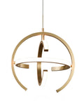 Lit Modern Gold Globe Pendant LED Chandelier With 3 Adjustable Rings 4000K Dimmable Indoor Light Fixture 19.2W close view