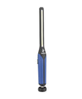 Rechargeable 720 Lumen USB C Slim LED Work Light With COB LED 3350mAh Battery shown upright with magnetic base in blue.