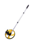 FILFEEL 8 Inch Measuring Wheel for Construction – Telescopic Distance Measuring Tool with yellow wheel and silver pole.