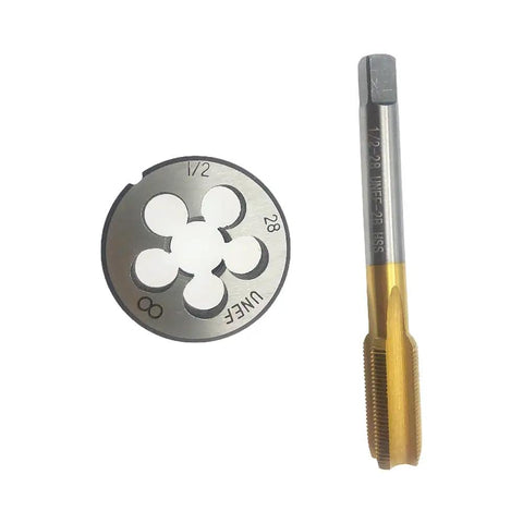 1/2-28 Right Hand Tap Die Set For Metalworking, Pro Grade Workhorse Heavy Duty High Speed Steel Tools, with die and tap