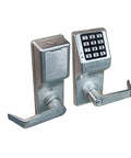 Satin Chrome Trilogy Cylindrical Privacy Lock With Standard Key Bypass And Digital Keypad For Offices, double-sided design.