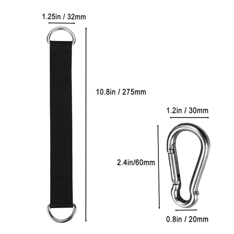 Two Pack Tree Swing Straps Hanging Kit For Tree Swing Seats Hammocks Planks And Gym Cables Durable Nylon Fitness Pull Up Straps Weather Resistant Easy Install Heavy Duty Swing Kit with dimensions shown