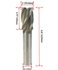 Rannb end mill, 1-inch cutting diameter, 3/4-inch straight shank, 4-flute HSS cutter