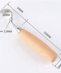 Kickass Stainless Steel Spoon Carving Knife And Hand Chisel Tools With Slick Ergonomic Grip For Badass Woodcut Chip Carving showing 54mm blade and wooden handle.