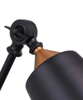 Close-up of Two Pack Industrial Plug In Wall Sconces With On Off Switch Vintage Edison Swing Arm Black Metal Shade