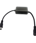 Durable Solar Charging Controller With USB 5V 2A Output And 5.5x2.1mm Connector, front view of black compact design.